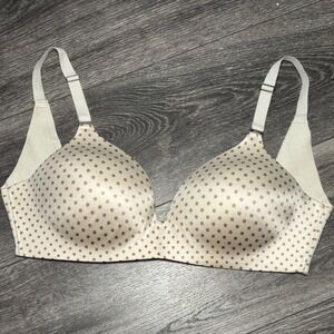 Soma Vanishing Back Wirefree Bra Polka Dot 34D Beige Gold 405